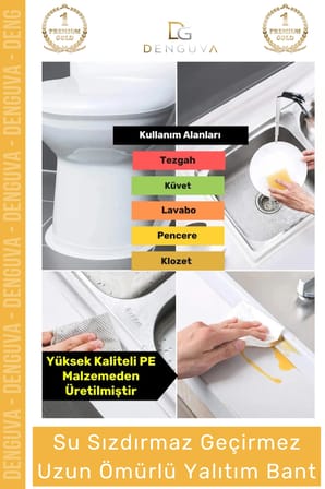 #İzolasyonBant Su Sızdırmaz Lavabo Küvet Kenar Bandı Mutfak Banyo Yapışkanlı Önleyici 32m İzolasyon Bant