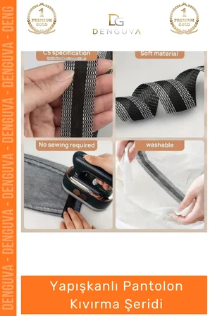 #PantolonKıvırma Polyester Esnek Dayanıklı Pratik Dikişsiz Paça Onarım Yapışkanlı Pantolon Kıvırma Şeridi - 4 Adet