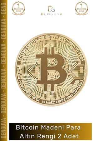 #Bitcoin Koleksiyonluk Demir Şık Kripto Hatıra Madalyon Fiziksel Bitcoin Madeni Altın Rengi - 2 Adet