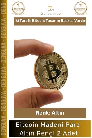 #Bitcoin Koleksiyonluk Demir Şık Kripto Hatıra Madalyon Fiziksel Bitcoin Madeni Altın Rengi - 2 Adet