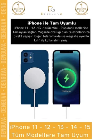 #ŞarjAleti 15W Hızlı Magsafe iPhone 12 13 14 15 Manyetik Masaüstü Uyumlu Wireless Charger Adaptörü