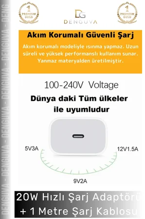 #ŞarjAdaptör 20W Hızlı Şarj Adaptör Seti Lightning Data Type C Kablosu 7 8 X 11 12 13 14 15 Plus Pro