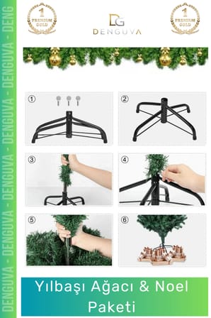 #YılbaşıAğacı Yeni Lüks Şık Dekoratif Yapay Çam Ağacı Yeşil Sık Yapraklı Noel Paketi 150 Cm 220 Dal