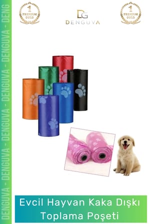 #EvcilHayvanDışkıTorbası Köpek Kaka Toplama Hijyenik Sızdırmaz Doğa Dostu Poşeti Torbası 4 Paket 60 Adet Rulo