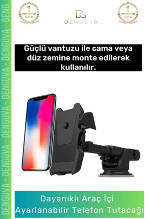 #TelefonTutacağı Güçlü Vantuzlu Dayanıklı Silikon Pedli Evrensel Tablet Siyah Araba Içi Telefon Tutacağı