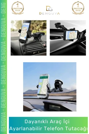 #TelefonTutacağı Güçlü Vantuzlu Dayanıklı Silikon Pedli Evrensel Tablet Siyah Araba Içi Telefon Tutacağı