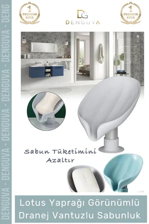 #Sabunluk Vantuzlu Silikon Banyo Mutfak Lavabo Kendi Kendine Boşaltan Su Tutmaz Giderli Katı Sabunluk - 1 Adet