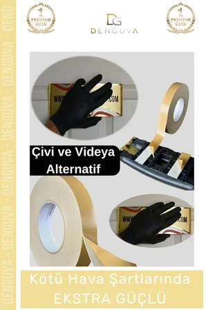 #KöpükBant Güçlü Yapışkanlı 18mm 2 Metre Duvar Tablo Poster Montaj Rulo Çift Taraflı Köpük Bant