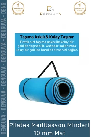 #YogaMatı Taşıma Askılı Dayanıklı Uzun Ömürlü Konfor Serisi Meditasyon Minderi 10 mm Mat