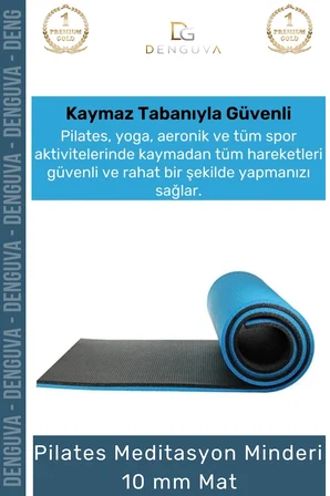 #YogaMatı Taşıma Askılı Dayanıklı Uzun Ömürlü Konfor Serisi Meditasyon Minderi 10 mm Mat