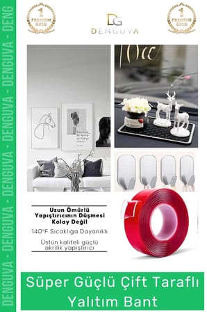 #YalıtımBant Çift Taraflı Nano Teknoloji VHB Güçlü İzsiz Yıkanabilir Jel 2mt Silikon Şeffaf Bant