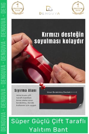 #YalıtımBant Çift Taraflı Nano Teknoloji VHB Güçlü İzsiz Yıkanabilir Jel 2mt Silikon Şeffaf Bant