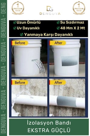 #İzolasyonBandı Çok Amaçlı Yeşil Suya Dayanıklı Montaj Güçlendirme İzolasyon Bandı 48mm x 10m 1 Adet
