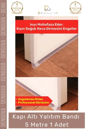 #ŞeritBant Polimer Silikon Şeffaf Kapı Altı Yalıtım Isı Toz Haşere Engelleyici Şerit Bant 5mt 1 Adet