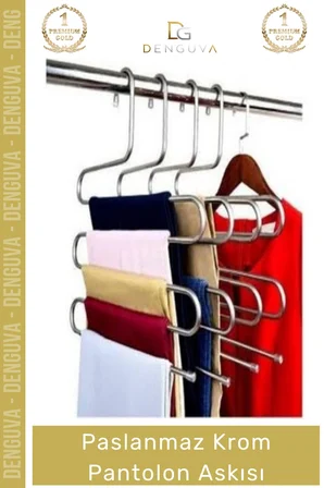 #PantolonAskısı Dayanıklı Elbise Dolabı Düzenleyici Kaymaz Kavramalı Paslanmaz Krom Pantolon Askısı