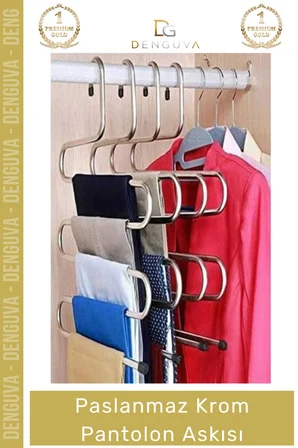 #PantolonAskısı Dayanıklı Elbise Dolabı Düzenleyici Kaymaz Kavramalı Paslanmaz Krom Pantolon Askısı