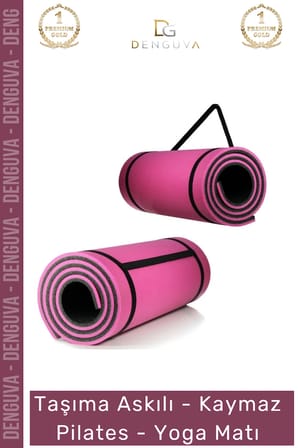 #YogaMatı Profesyonel Yoga Meditasyon Çift Taraflı Kaymaz Taşıma Askılı 10mm Minderi Pembe Siyah Mat