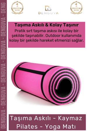 #YogaMatı Profesyonel Yoga Meditasyon Çift Taraflı Kaymaz Taşıma Askılı 10mm Minderi Pembe Siyah Mat