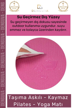 #YogaMatı Profesyonel Yoga Meditasyon Çift Taraflı Kaymaz Taşıma Askılı 10mm Minderi Pembe Siyah Mat