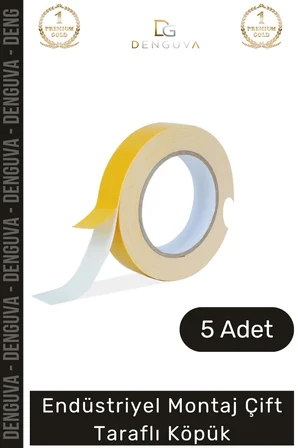 #KöpükBant Çift Taraflı Güçlü Yapışkanlı Sabitleyici Endüstriyel Montaj Köpük Bant 10mt - 5 Adet