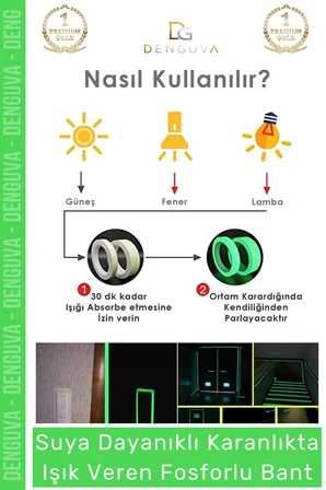 #ReflektörBant Fosforlu Yeşil Fotolümen Acil Çıkış Güvenlik Şeridi Kendinden Yapışkanlı Reflektör Bant