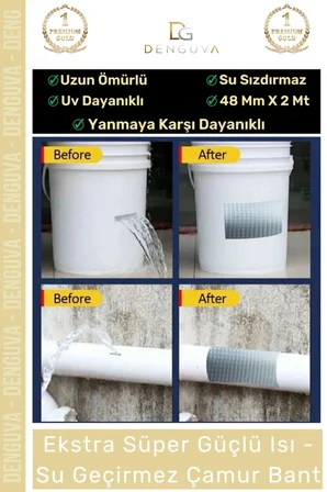 #İzolasyonBandı Su Yalıtım Çatı Duvar Çatlak Tamir Sakız Bant İzolasyon Güçlü Yapışkan Çamur Bant 48 Mm x 2 Mt