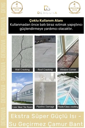 #İzolasyonBandı Su Yalıtım Çatı Duvar Çatlak Tamir Sakız Bant İzolasyon Güçlü Yapışkan Çamur Bant 48 Mm x 2 Mt