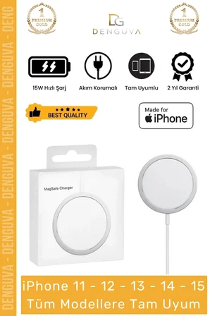 #ŞarjAdaptörü 15W Hızlı Şarj Adaptörü Magsafe Mıknatıslı TypeC Beyaz Uyumlu Wireless Charger Adaptörü