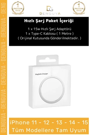 #ŞarjAdaptörü 15W Hızlı Şarj Adaptörü Magsafe Mıknatıslı TypeC Beyaz Uyumlu Wireless Charger Adaptörü