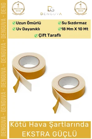 #KöpükBant Çift Taraflı Güçlü Yapışkanlı Montaj Dekorasyon İç Dış Mekan Köpük Bant 10mt 1 Adet