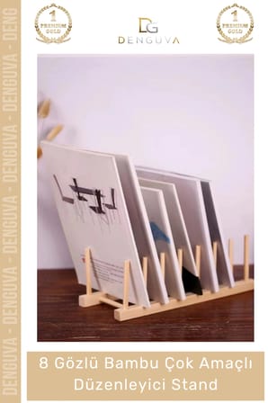 #DüzenleyiciStand Bambu Ahşap Mutfak Tabaklık Kurutmalık Organizer Çok Amaçlı Düzenleyici 8 Gözlü Stand