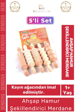 #oyunmerdanesi kayın ahşap 5li set oyun hamuru aktivite eğitici oyuncak motor beceri bebek çocuk merdane 5'li set