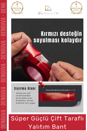 #ŞeffafBant Çift Taraflı Nano Sihirli VHB Güçlü Yapıştırıcı Yıkanabilir Şeffaf 1.5mt Silikon Şeffaf Bant