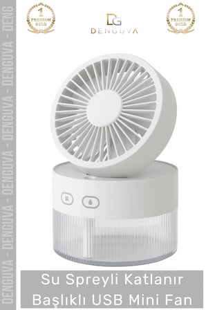 #MiniFan Şarjlı LED Işıklı Sulu Masaüstü Soğutucu Nemlendirici Katlanır Başlıklı USB Mini Fan