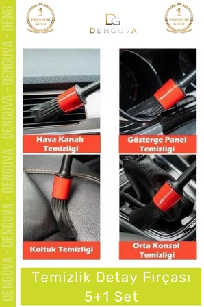 #TemizlikFırçası Araba Otomobil Araç Jant Motor Klima İç Dış Bakım Temizlik Detay Fırçası 5+1 Set