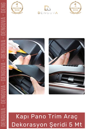 #OtoDekor İç Trim Galvanik Şerit Pano Süsleme Esnek PVC Lüks Aksesuar Araba Dekorasyon 5 Metre