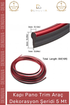 #OtoDekor İç Trim Galvanik Şerit Pano Süsleme Esnek PVC Lüks Aksesuar Araba Dekorasyon 5 Metre