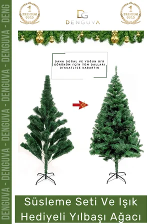 #NoelPaketi Lüks Dekoratif Kaliteli Plastik Ayaklı Sık Yapraklı Yeşil Canlı Yeni Yıl Noel Paketi 90 Cm 76 Dal
