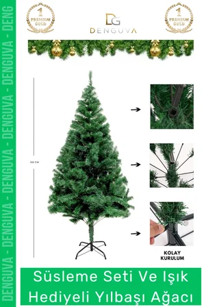 #NoelPaketi Lüks Sık Yapraklı Yeşil Çam Ağacı Kaliteli Yılbaşı Dekorasyon Noel Paketi 120 Cm 123 Dal