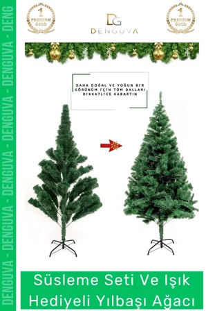 #NoelPaketi Lüks Sık Yapraklı Yeşil Çam Ağacı Kaliteli Yılbaşı Dekorasyon Noel Paketi 120 Cm 123 Dal