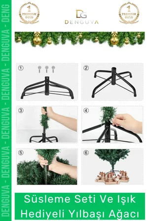 #NoelPaketi Lüks Sık Yapraklı Yeşil Çam Ağacı Kaliteli Yılbaşı Dekorasyon Noel Paketi 120 Cm 123 Dal