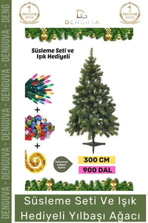 #NoelPaketi Lüks Kaliteli Sık Yapraklı Yeşil Ev Ofis Dekorasyon Büyük Boy Noel Paketi 300 Cm 900 Dal