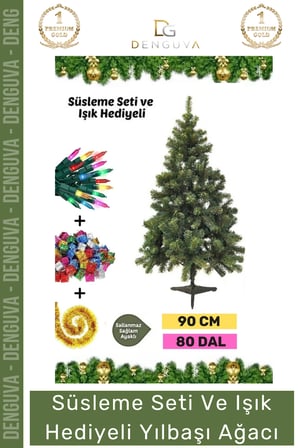#NoelPaketi Kaliteli Sık Yapraklı Yeşil Yılbaşı Çam Ağacı Dekoratif Yeni Yıl Noel Paketi 90 Cm 80 Dal