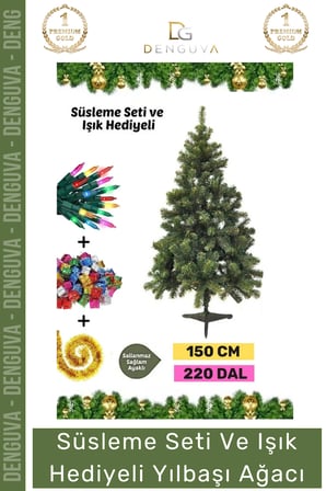 #NoelPaketi Lüks Dekoratif Sık Dallı Kaliteli Yeşil Yılbaşı Çam Ağacı Noel Paketi 150 Cm 220 Dal