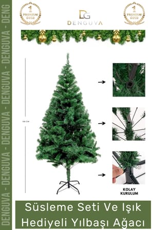 #NoelPaketi Lüks Kaliteli Yeşil Dekoratif Şık Tasarım Büyük Boy Ev Ofis Noel Paketi 180 Cm 330 Dal