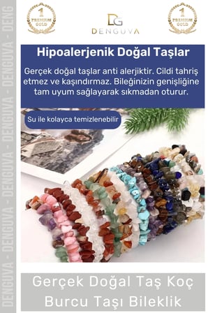 #Bileklik Doğal Taş Enerjili Ayarlanabilir Su Geçirmez Kaliteli Koç Burçları Burç Unisex Bileklik