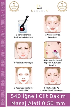 Derma Roller Titanyum Uçlu 540 İğneli Cilt Bakım Vücut Yenileme Masaj Aleti 050 mm