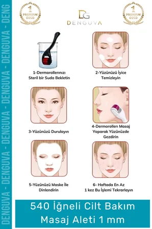 #MasajAleti 540 Titanyum İğneli Derma Roller Cilt Bakım Akne Leke Karşıtı Yenileme Masaj Aleti 1 mm