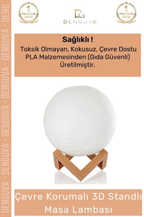 #ledişık dekoratif 3d moonlight standlı pilli pla güvenli çocuk odası modern led ay gece masa