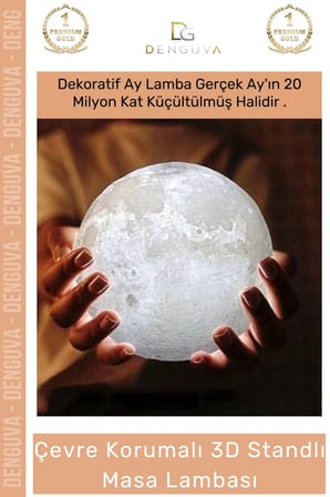 #ledişık dekoratif 3d moonlight standlı pilli pla güvenli çocuk odası modern led ay gece masa